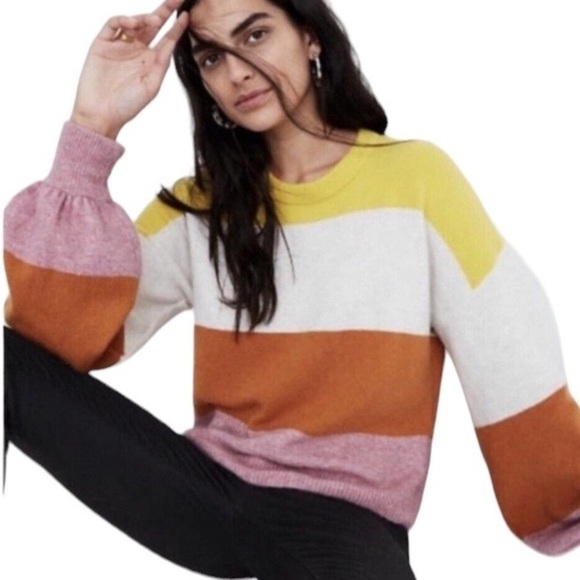 Madewell Striped Gladwell Color Block Sweater - Picture 1 of 12